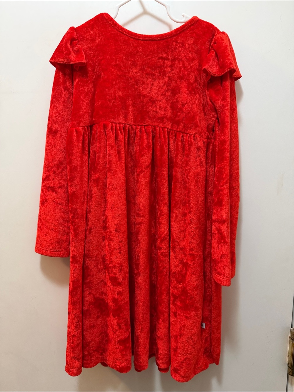 Birdie Bean Brand Red Crushed Velvet Bamboo Long Sleeve Girls Dress Size 6T